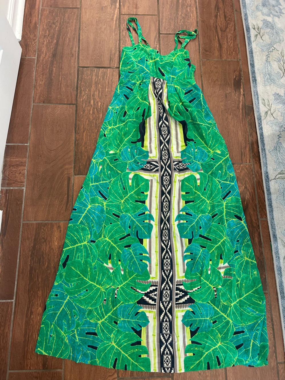 Yoana Baraschi Anthropologie size 8 silk monstera plant dress